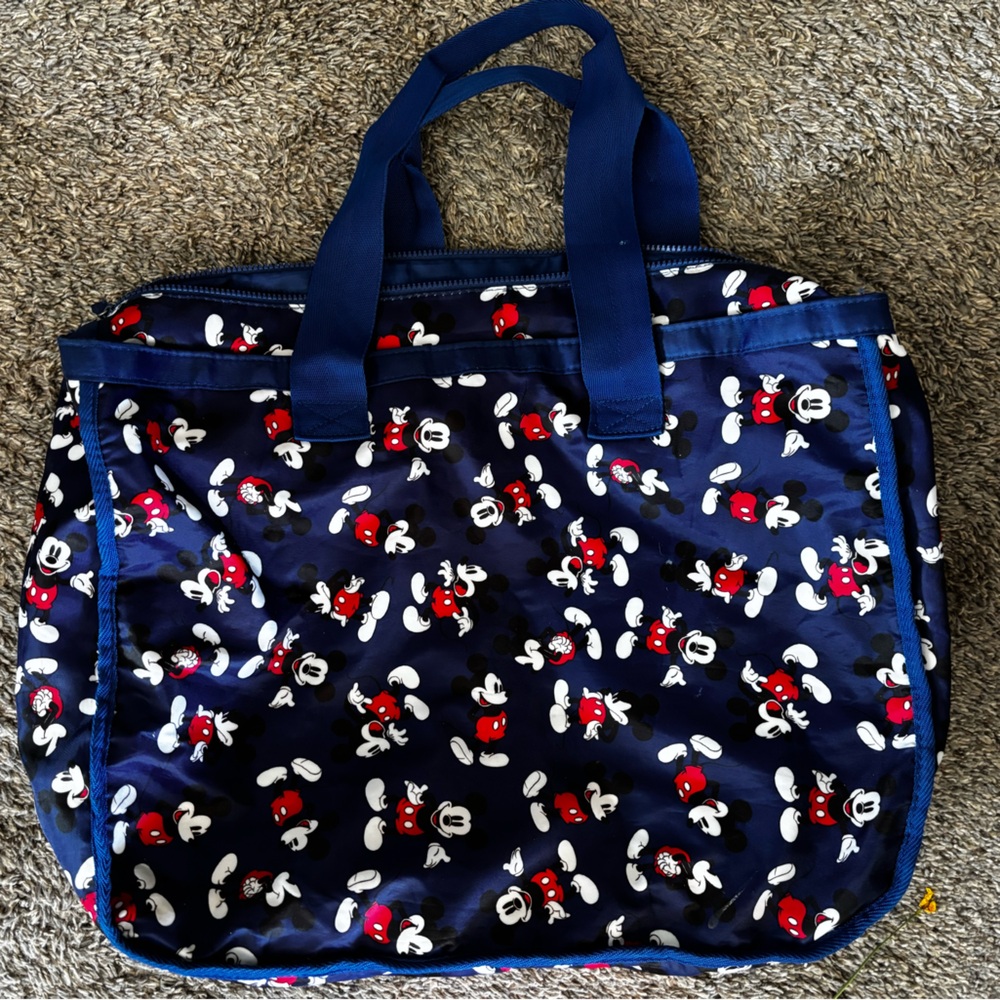 Disney Store Large Navy Tote With All Over Mickey Mouse Print